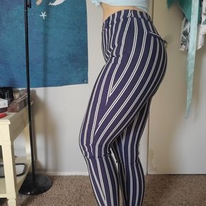 Side-zip Pinstripe Skinny Pants